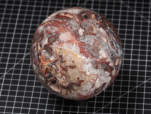 Crazy Lace and Peach Agate Sphere 5-3/8”