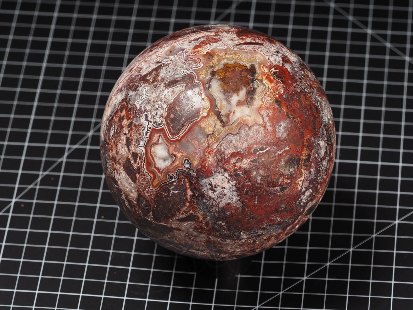 Crazy Lace and Peach Agate Sphere ~5”