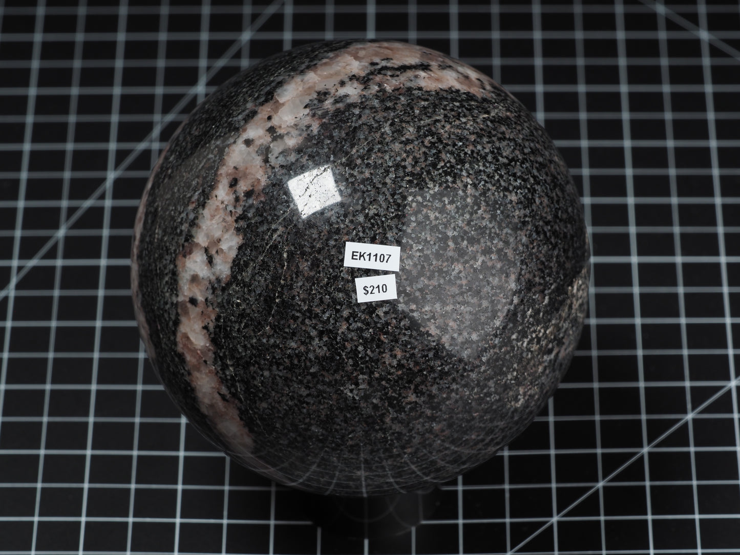 Black and Pink Granite Sphere 4-5/8”