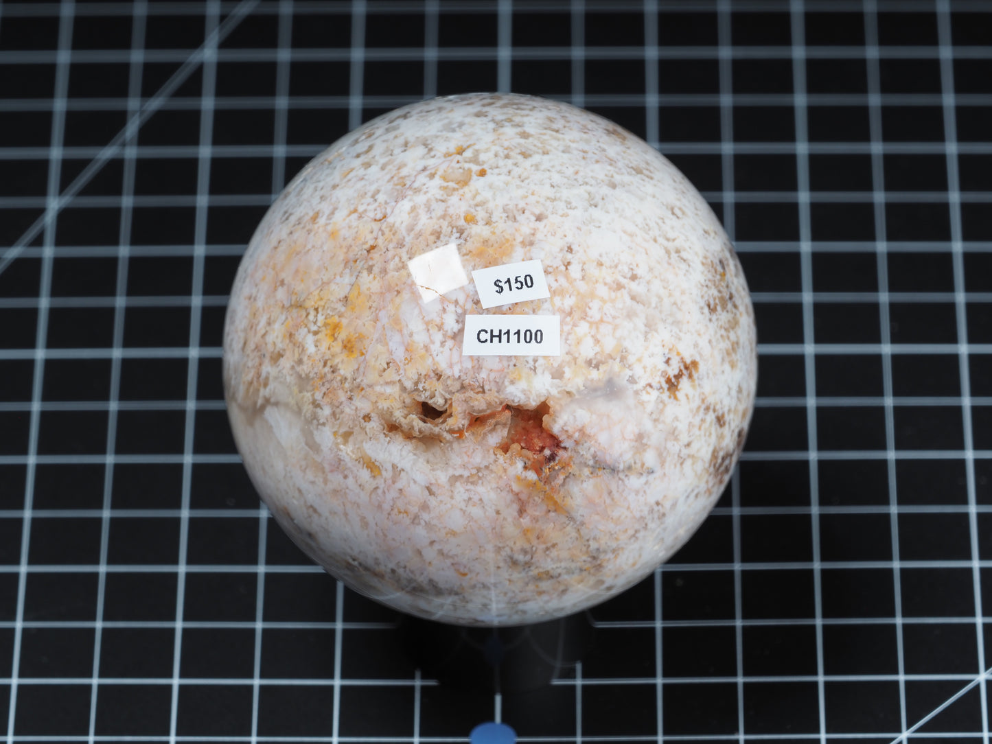 White Plume Agate Sphere 3-1/4”