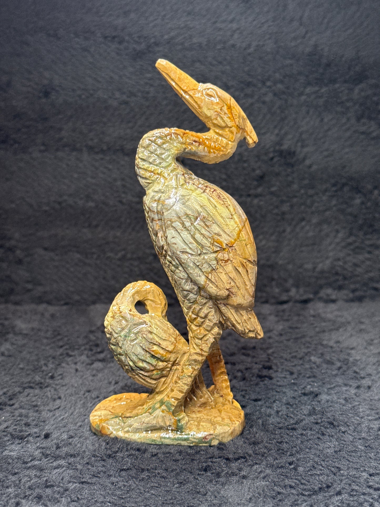 Crane Maligano Jasper Carving