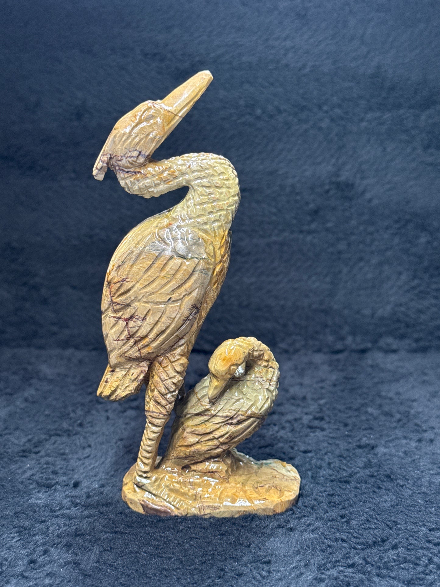 Crane Maligano Jasper Carving