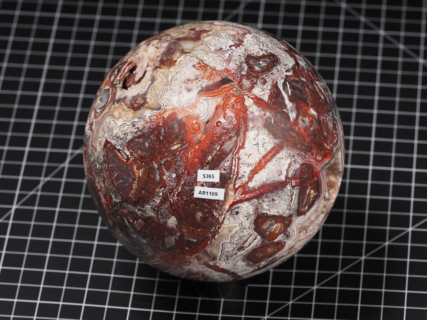 Crazy Lace and Peach Agate Sphere 5-3/8”