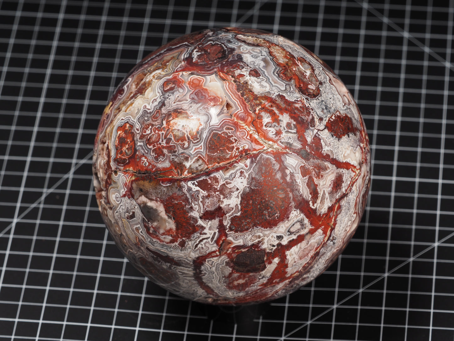 Crazy Lace and Peach Agate Sphere 5-3/8”