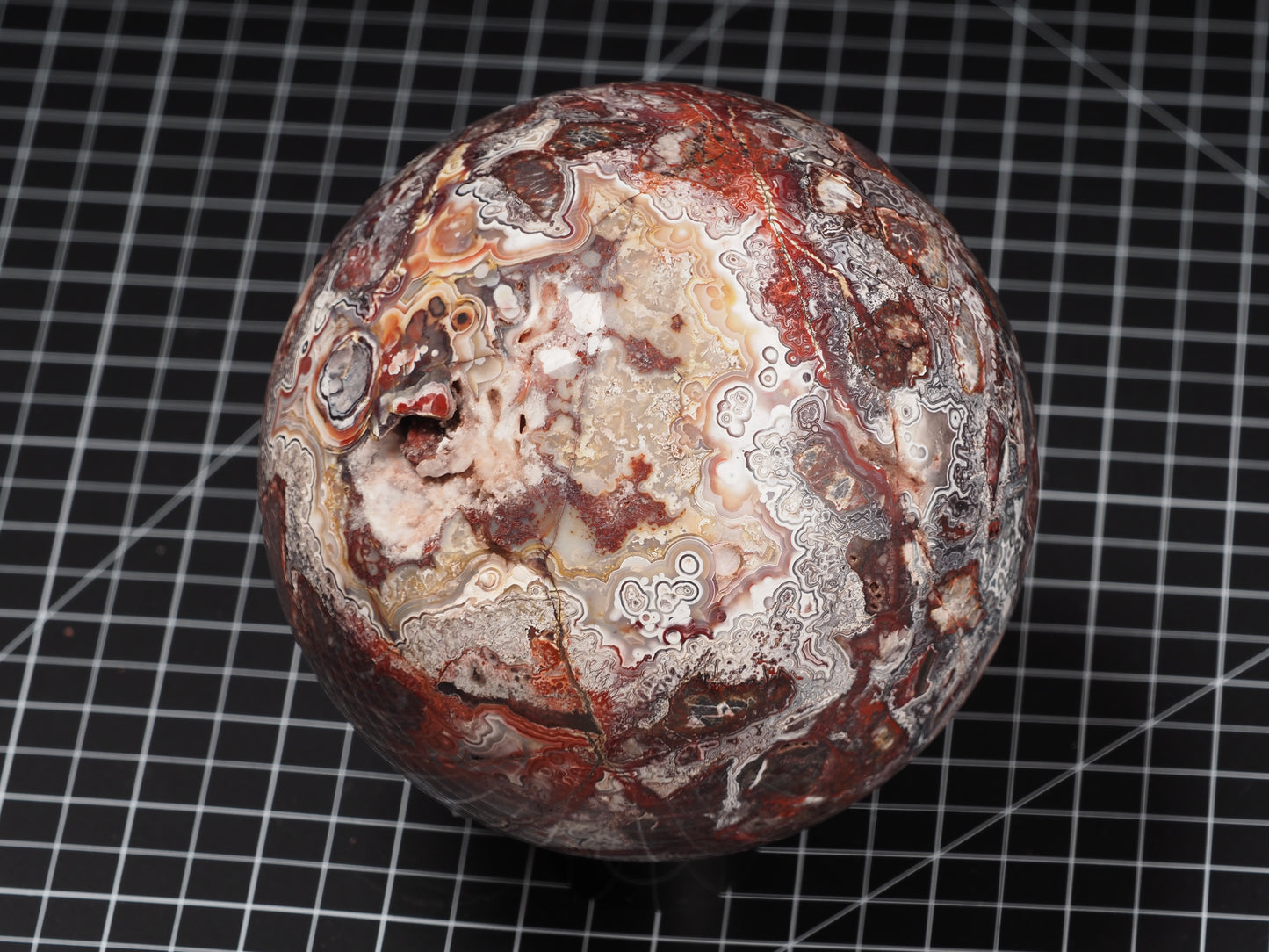 Crazy Lace and Peach Agate Sphere 5-3/8”