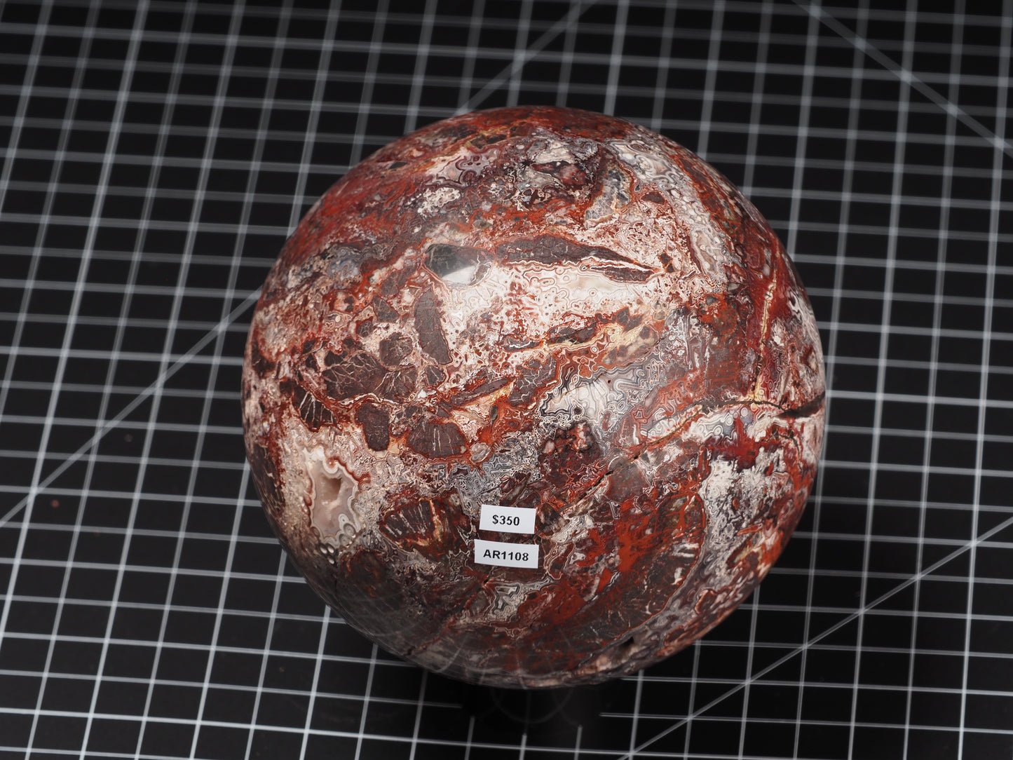 Crazy Lace and Peach Agate Sphere ~5”