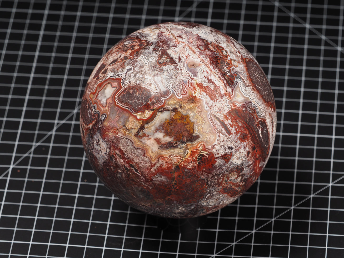 Crazy Lace and Peach Agate Sphere ~5”