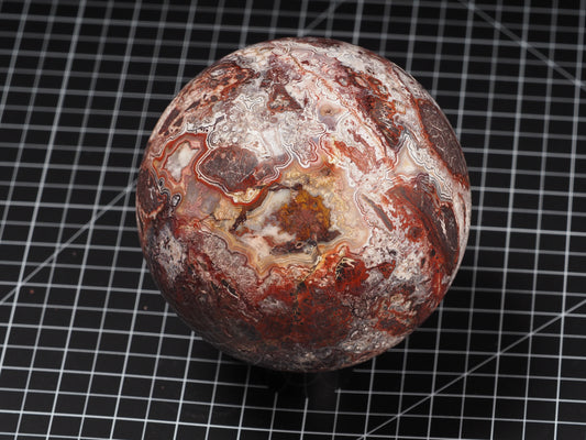 Crazy Lace and Peach Agate Sphere ~5”
