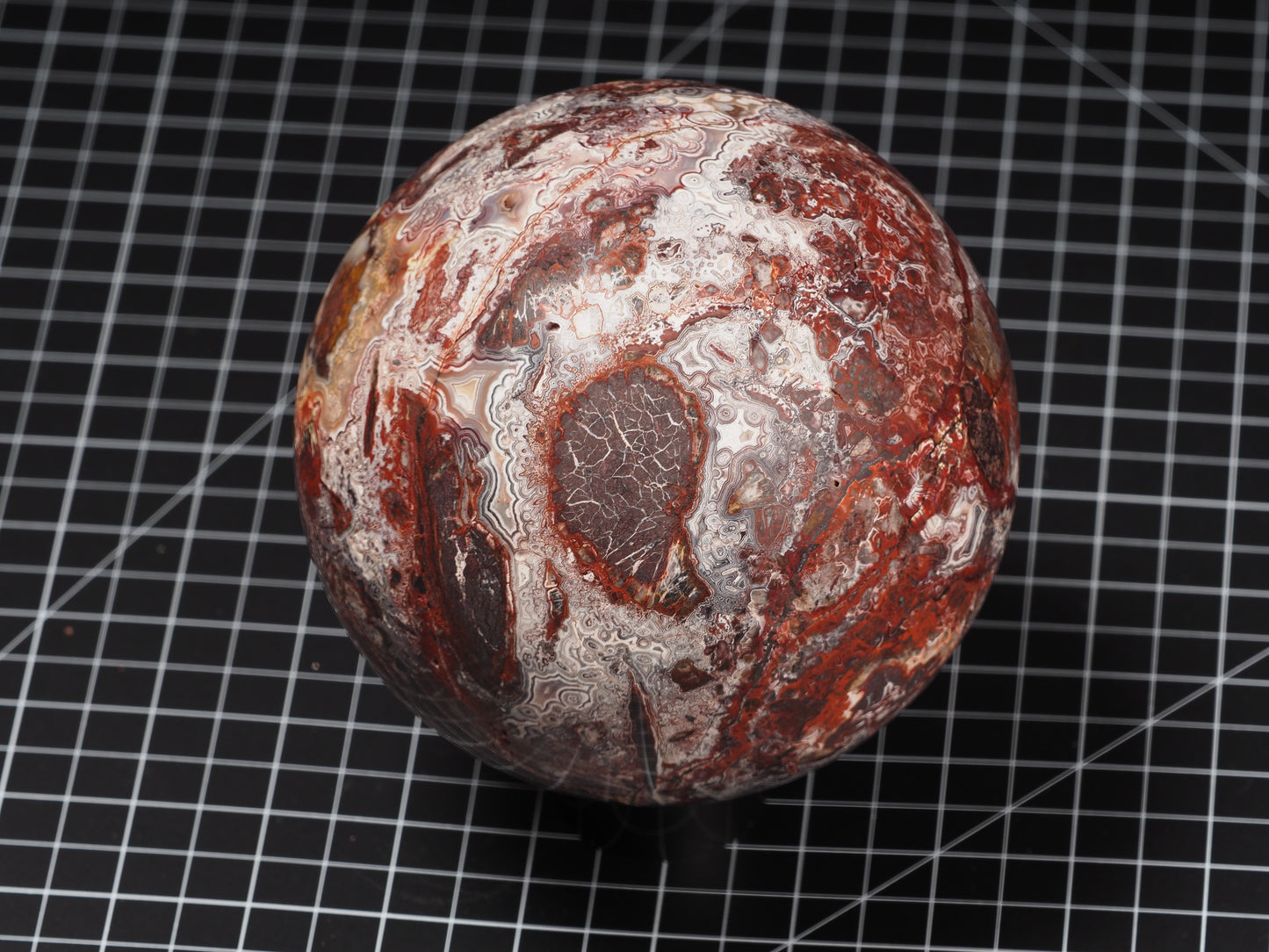 Crazy Lace and Peach Agate Sphere ~5”