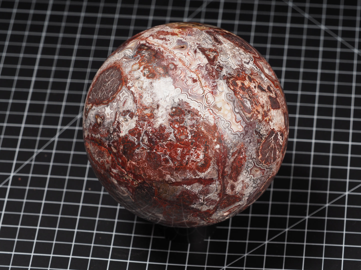 Crazy Lace and Peach Agate Sphere ~5”