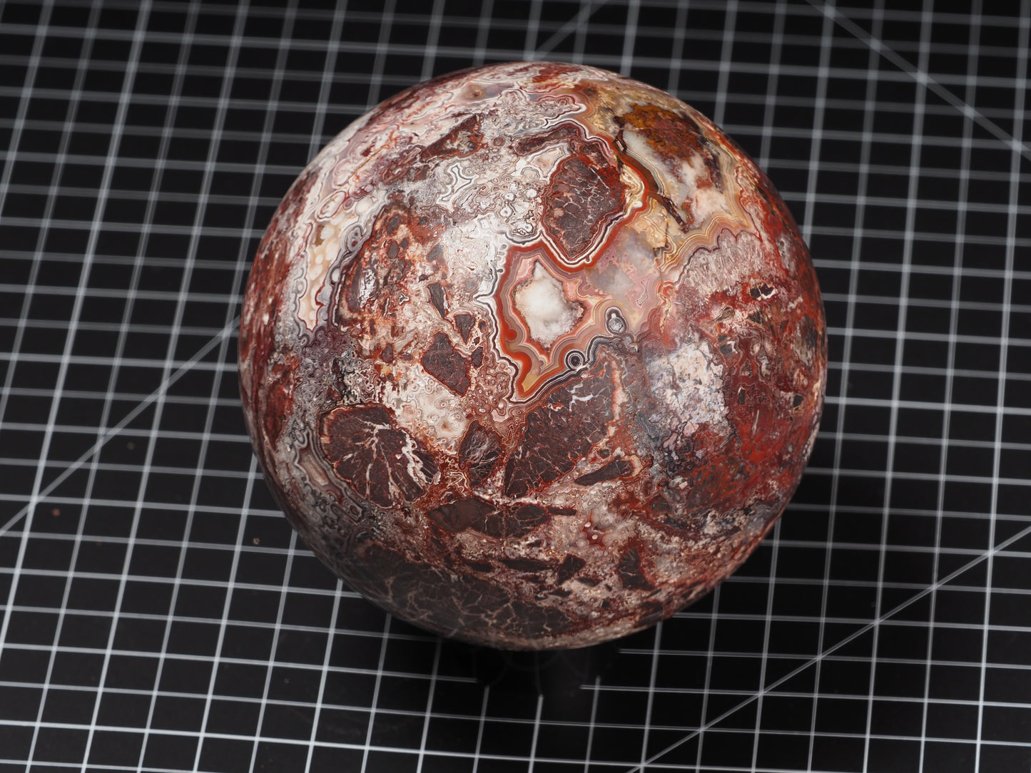 Crazy Lace and Peach Agate Sphere ~5”