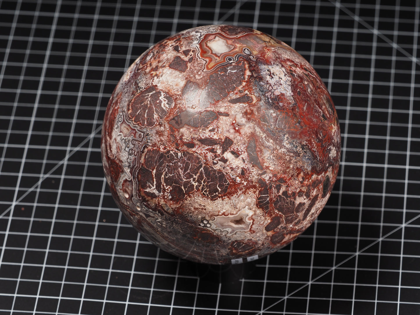 Crazy Lace and Peach Agate Sphere ~5”