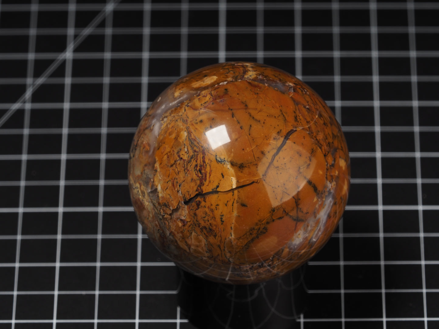 Yellow Dendritic Jasper Sphere 2-5/8”