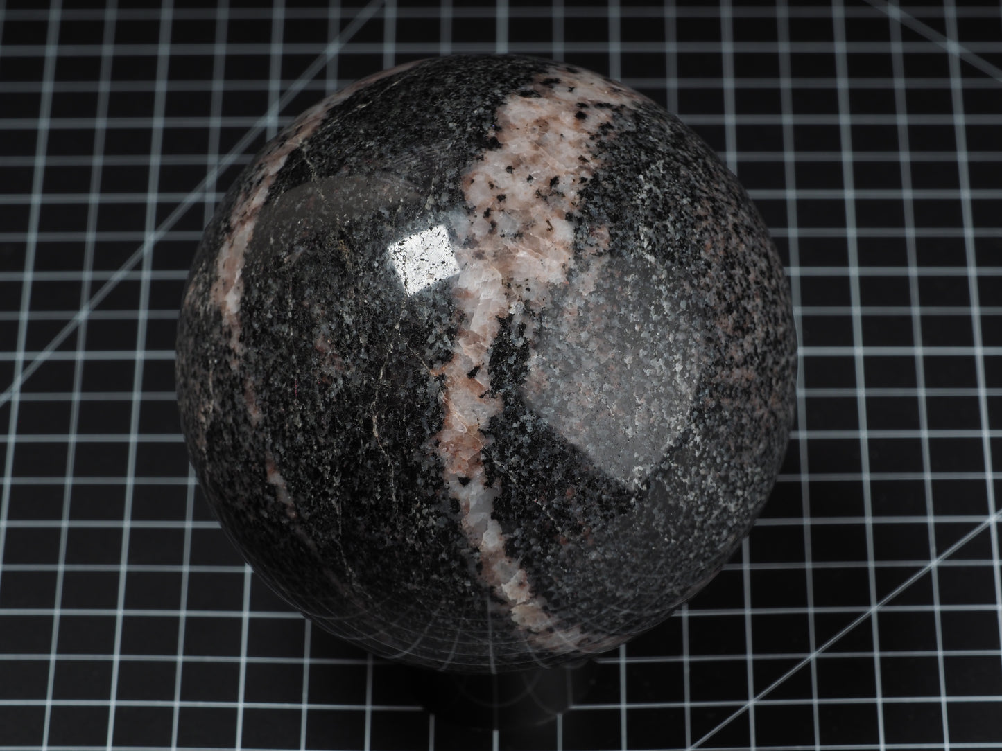 Black and Pink Granite Sphere 4-5/8”