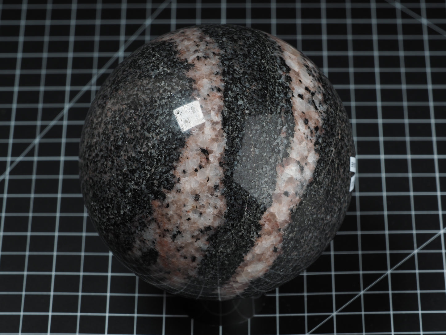 Black and Pink Granite Sphere 4-5/8”