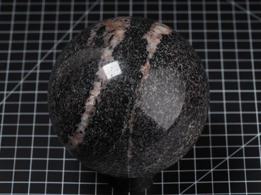 Black and Pink Granite Sphere 4-5/8”