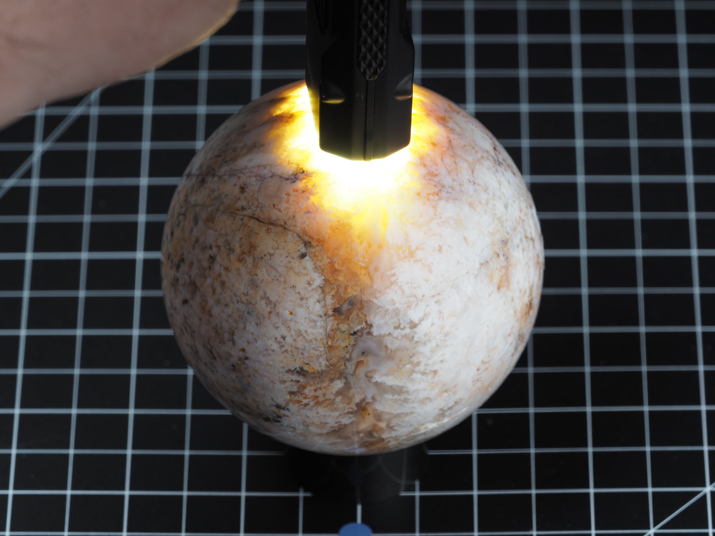 White Plume Agate Sphere 3-1/4”