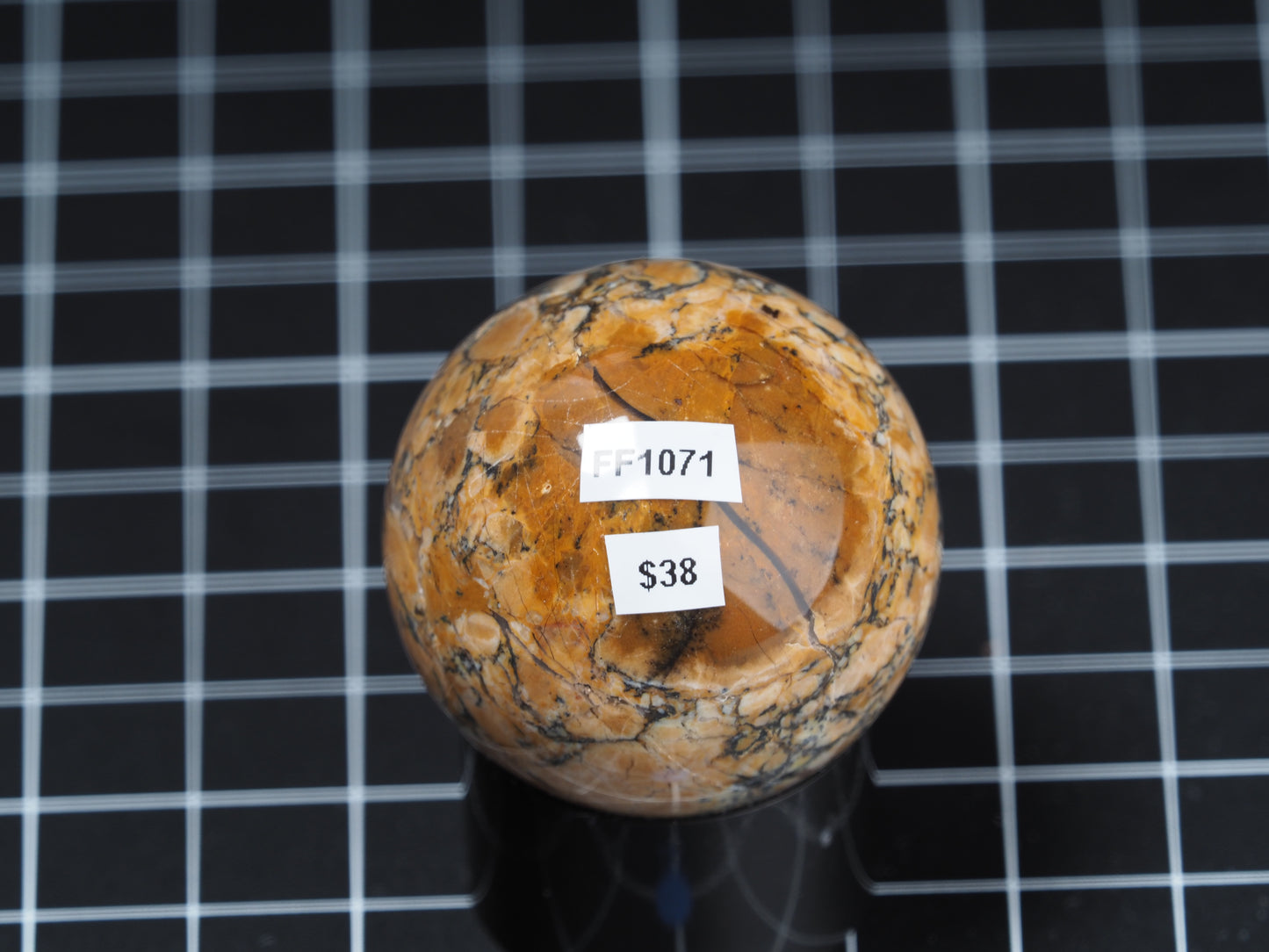 Yellow Dendritic Jasper Sphere 1-11/16”