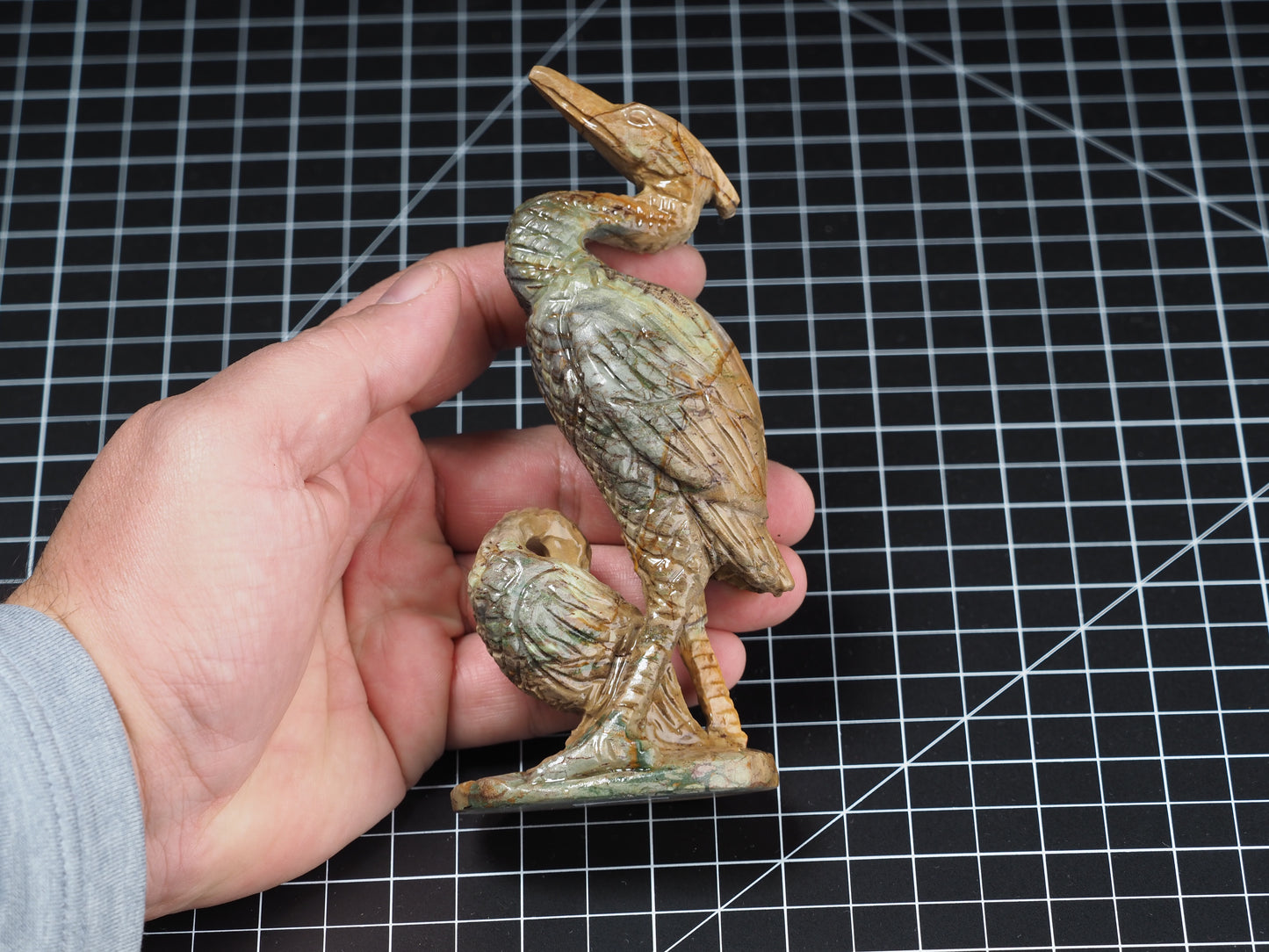 Crane Maligano Jasper Carving