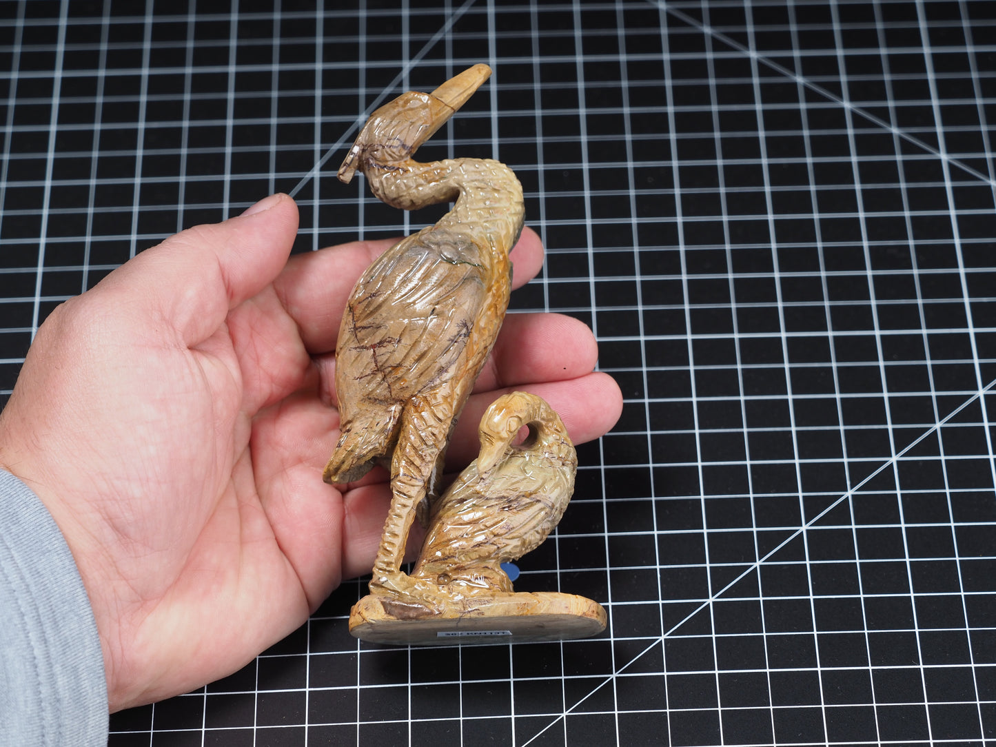 Crane Maligano Jasper Carving